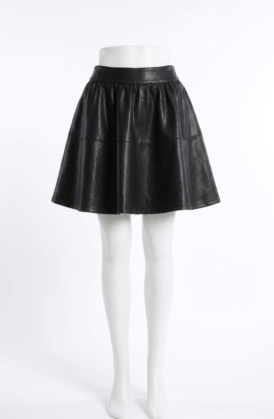 NEW ASTR chelsey flared faux leather skirt in black
